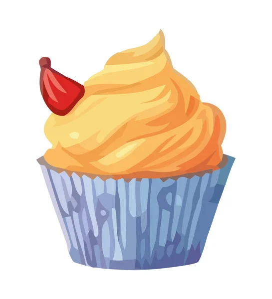 Célébration Douce Avec Muffin Icône Glaçage Isolé — Image vectorielle