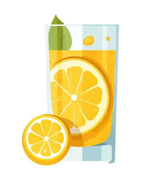 新鲜的夏季鸡尾酒图标中的多汁橙片被隔离 — 图库矢量图片