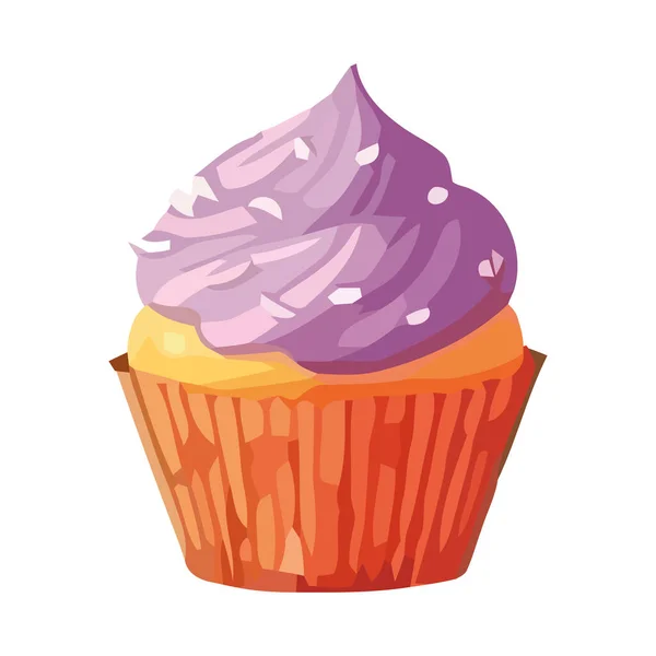 Cupcake Caseiro Presente Doce Para Ícone Celebração Amor Isolado — Vetor de Stock
