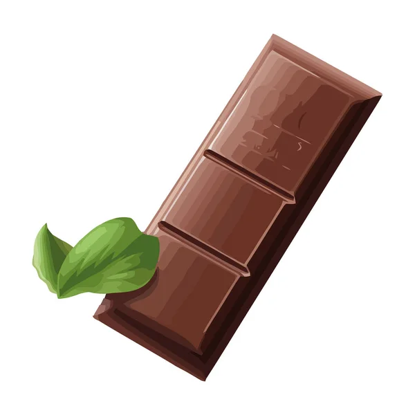 Snack Chocolate Dulce Icono Decoración Hierbas Frescas Aislado — Vector de stock