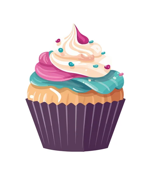 Gourmet Cupcake Crème Saupoudrer Icône Isolé — Image vectorielle