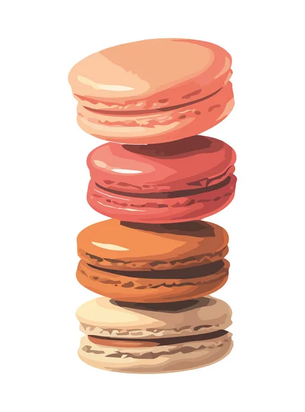 Macarons Fraîchement Cuits Dans Une Icône Forme Cercle Isolé — Image vectorielle