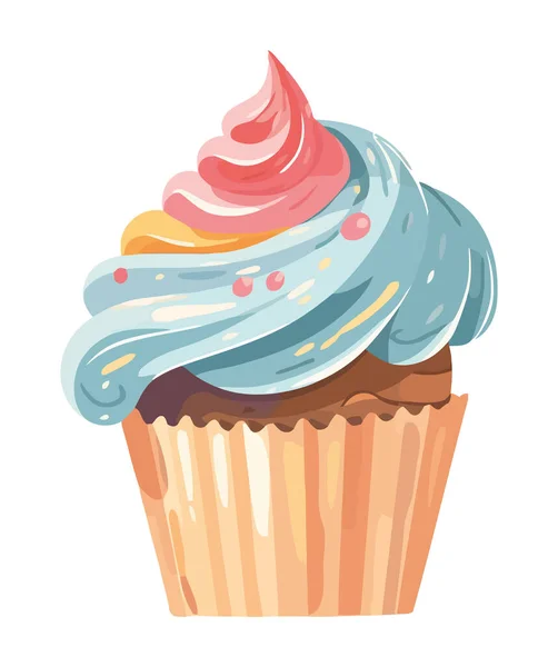 甜食庆祝与纸杯蛋糕图标隔离 — 图库矢量图片