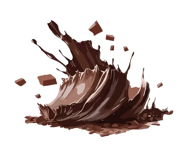 Splashing Chocolate Alimente Dulci Icoane Izolate Izolate — Vector de stoc
