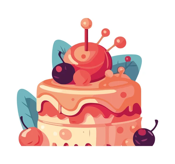Cupcake Maison Avec Crème Fraise Icône Glaçage Isolé — Image vectorielle