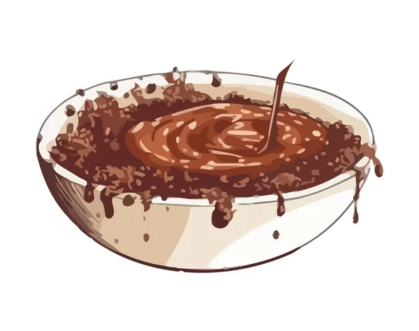 Sobremesa Chocolate Gourmet Ícone Tigela Doce Isolado — Vetor de Stock