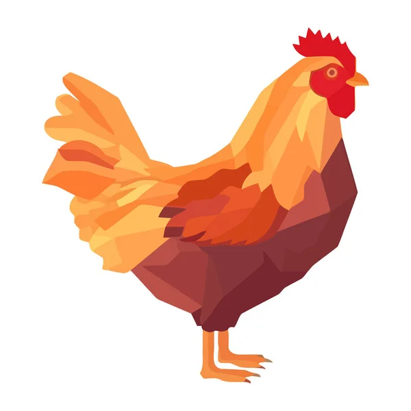 雄鶏は孤立した農場のアイコン上の農村お祝いを象徴 — ストックベクタ