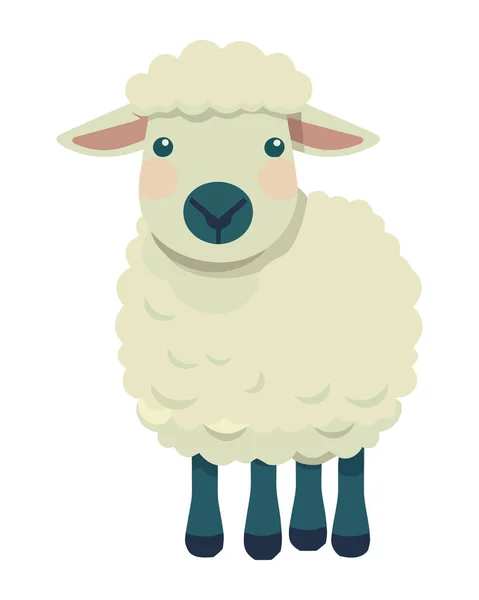かわいい漫画子羊立って動物のアイコン孤立 — ストックベクタ