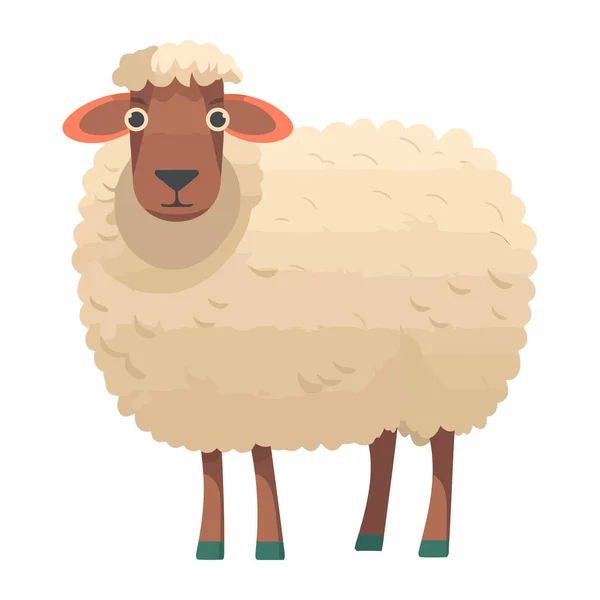 かわいいメリノ羊立ってアイコン孤立 — ストックベクタ