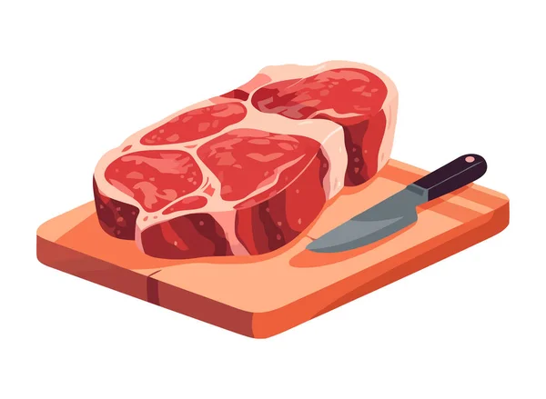 Costeleta Porco Grelhada Ícone Carne Fresca Isolado — Vetor de Stock