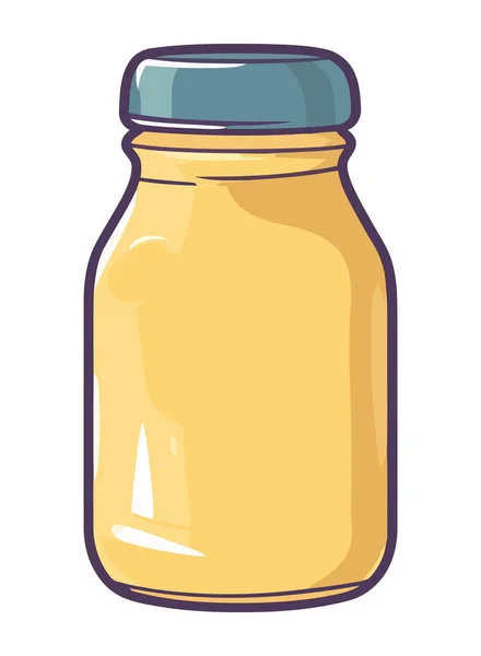 Sauce Bio Fraîche Dans Bocal Verre Icône Illustration Isolé — Image vectorielle