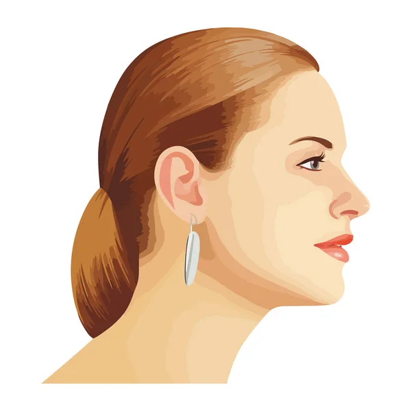 Schöne Junge Frau Mit Elegantem Ohrring Vektorgrafiken