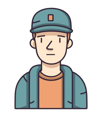 Tek bir gülümseyen mühendis ve üniforma simgesi izole edildi