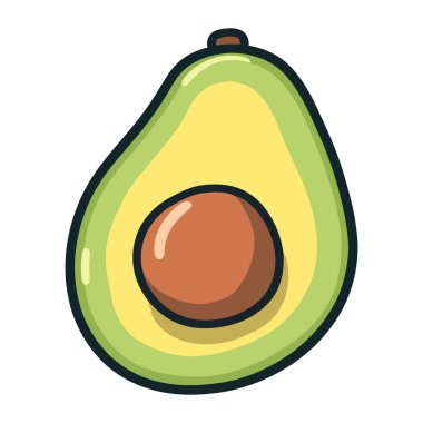 Taze avokado dilimi, sağlıklı atıştırma ikonu için mükemmel izole edilmiş.