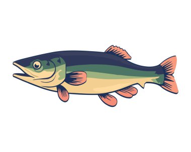 Tropikal gölet sularında yüzen şirin balıklar izole edilmiş su ikonu