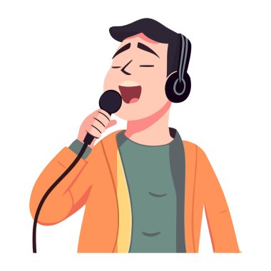 Sahne ikonunda şarkı söyleyen bir müzisyen izole edilmiş