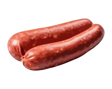 Izgara domuz sosisi, gurme piknik ikonu izole edilmiş.