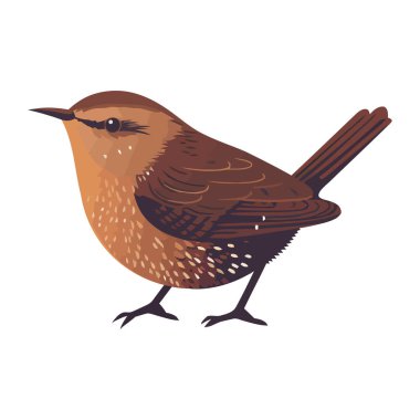 Brown Small bird animal icon flat isolated clipart