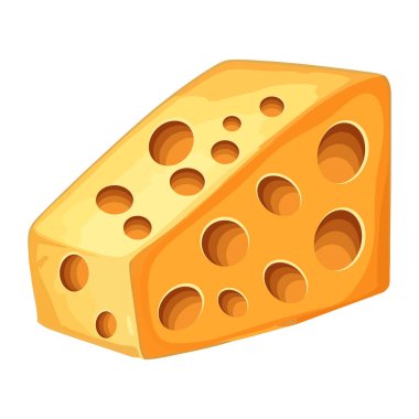 Gurme peynir dilimi, yemek ikonu için sağlıklı aperatif izole edilmiş.