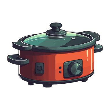 Metalik tencere, taze et ikonu pişiriyor.