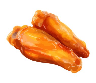 Kızarmış tavuk, taze yeme ikonu izole edilmiş.