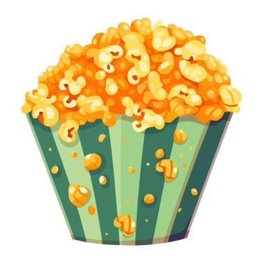 Tatlı bir çizgi film patlamış mısır ikonu izole edilmiş