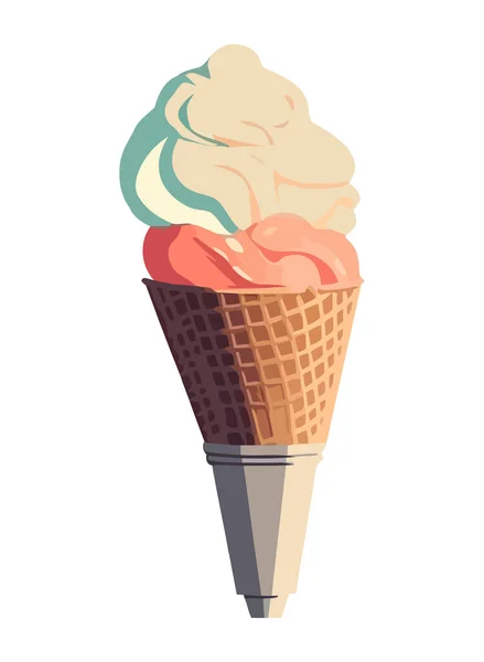 美食冰淇淋锥形设计 夏季小食图标隔离 — 图库矢量图片