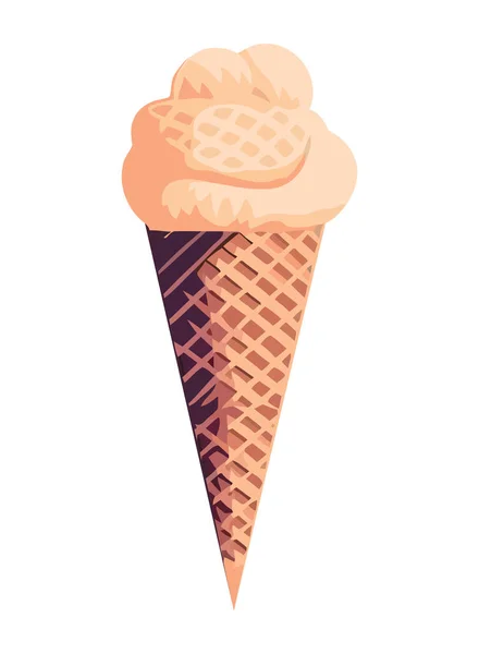 甜冰淇淋锥形图标设计隔离 — 图库矢量图片