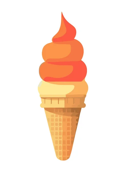 Gourmet Ice Cream Cone Strawberries Icon Isolated — Stock Vector