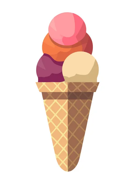 Sweet Ice Cream Kegel Witte Achtergrond Pictogram Geïsoleerd — Stockvector