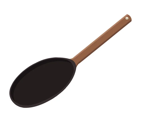 Кухонная Посуда Ложка Деревянная Ручка Значок Изолирован — стоковый вектор