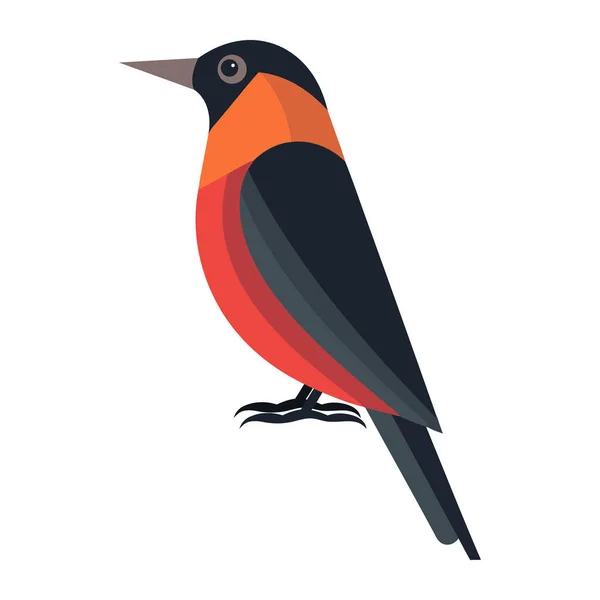 Songbird Sittande Vit Bakgrund Ikon Isolerad — Stock vektor