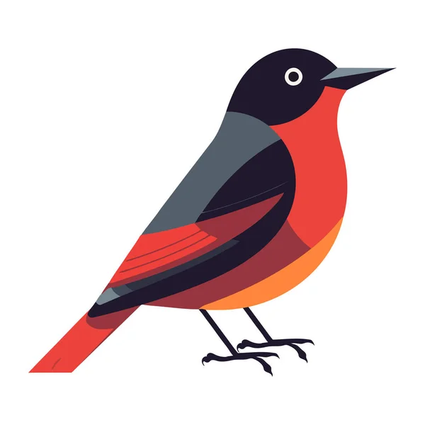 Bonito Finch Pássaro Ícone Pena Vermelha Isolado — Vetor de Stock
