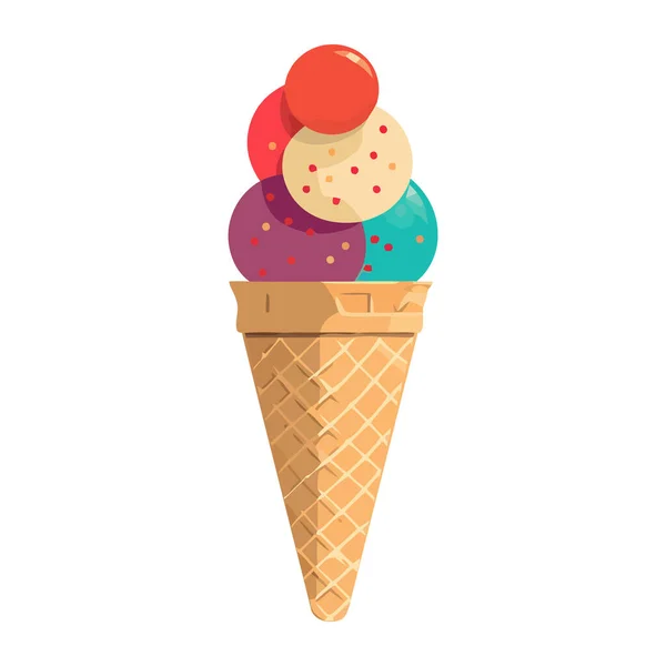 美味佳肴冰淇淋锥形 一个夏天快乐的象征孤立 — 图库矢量图片