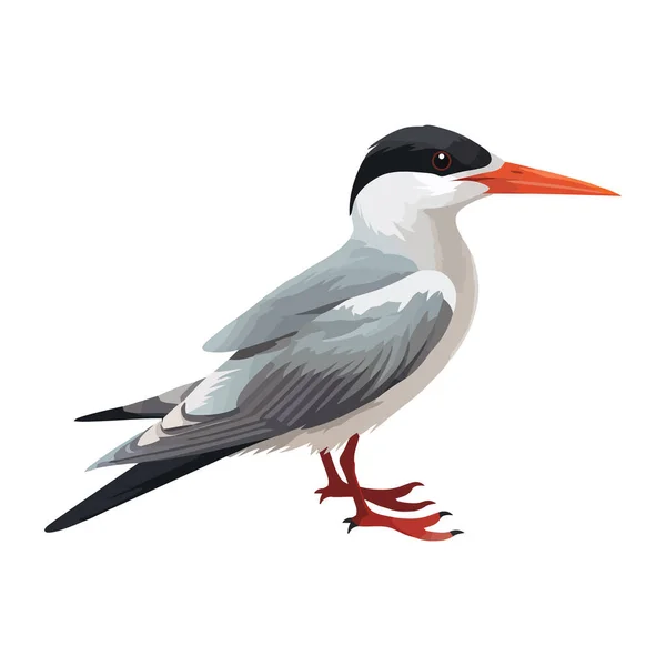 Petit Oiseau Perché Sur Branche Dans Nature Icône Isolé — Image vectorielle