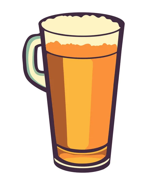 Frothy Beer Pint Glass Pub Icon Isolated — Stock Vector
