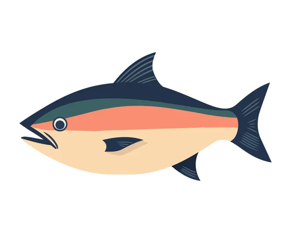 Fisk Som Simmar Tropisk Undervattens Ikon Isolerad — Stock vektor