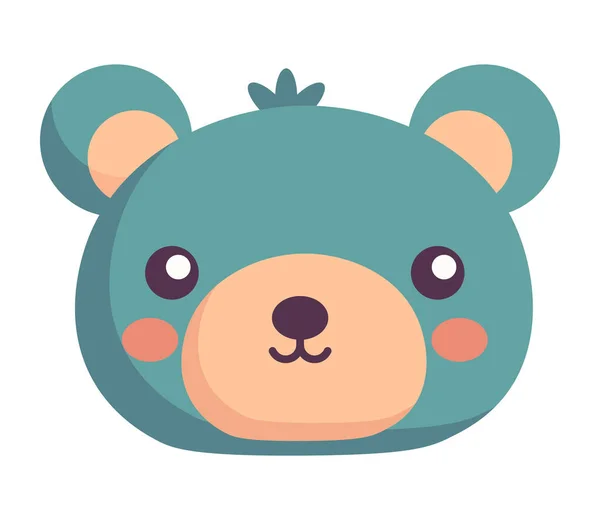 Roztomilé Kreslené Zvíře Medvěd Tvář Ikon Izolované — Stockový vektor