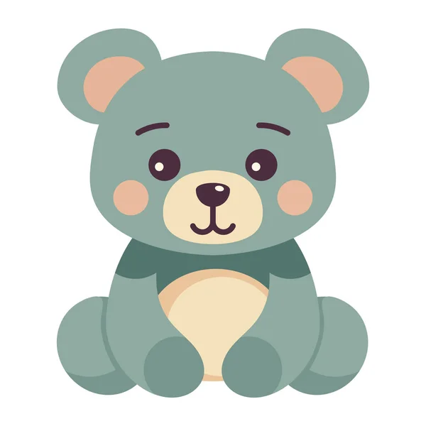 Cute Bear Toy Sitting Cheerful Child Icon Isolated — Stock Vector