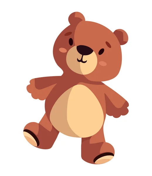 Niedlicher Teddybär Sitzt Der Natur Fröhliche Ikone Isoliert — Stockvektor
