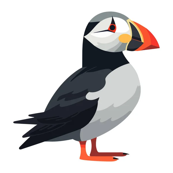 Cute Puffin Bird Vector Isolated Icon Style — 스톡 벡터