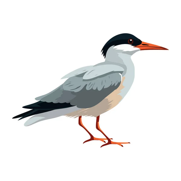 Cute Ptak Siedzący Gałęzi Ikonie Przyrody Izolowane — Wektor stockowy