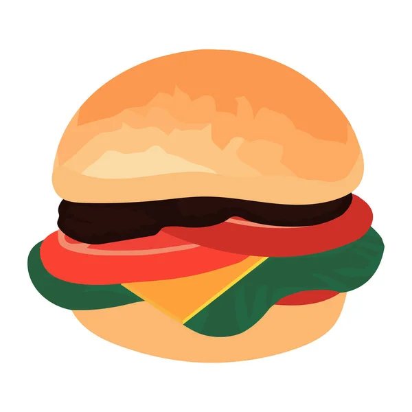 Cheeseburger Gastronomique Icône Collation Fraîche Délicieuse Isolée — Image vectorielle