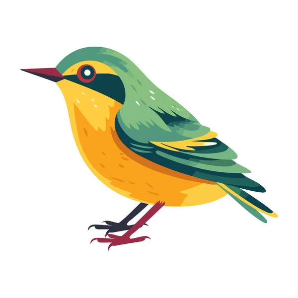 Malý Žlutý Pták Peří Dekorace Ikona Izolované — Stockový vektor