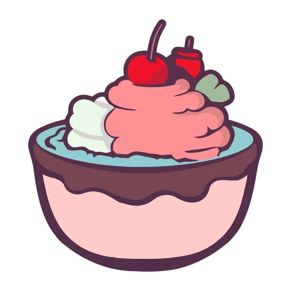 Délicieuse Crème Glacée Dans Bol Isolé — Image vectorielle