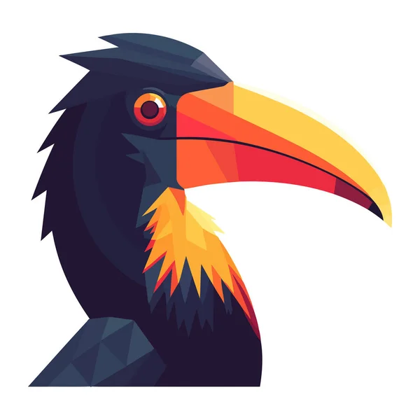 Black Bird Long Beak Icon Isolated — Stock Vector