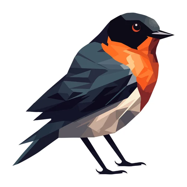 Ícone Desenho Animado Bonito Pássaro Empoleirado Isolado — Vetor de Stock