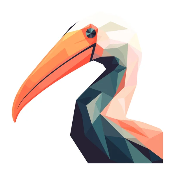 Geometrické Tvary Pelican Pták Moderní Zvíře Ikona Izolované — Stockový vektor
