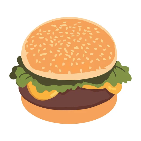 Cheeseburger Γεύμα Ψητό Βόειο Κρέας Και Τυρί Εικονίδιο Απομονωμένο — Διανυσματικό Αρχείο
