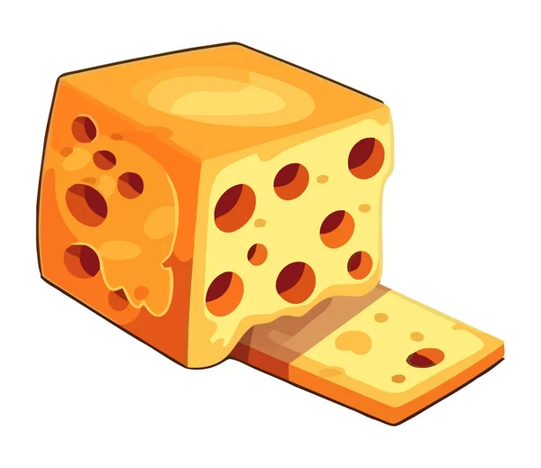 Gourmet Τυρί Απομονωμένο Λευκό Εικονίδιο Σχεδιασμό — Διανυσματικό Αρχείο